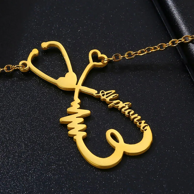 Изготовленное на заказ ожерелье с именем стетоскопа подвеска из нержавеющей