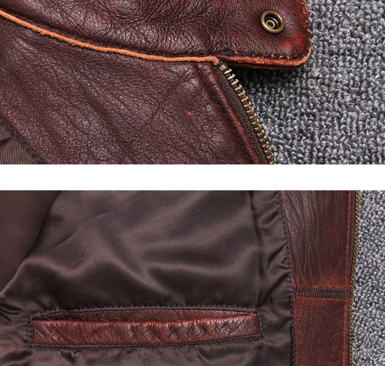 Tcyeek Genuine Leather Jacket for Men Fashion Cow Leather Coat Streetwear Men's Moto& Biker Coats Slim Casaco U-1806