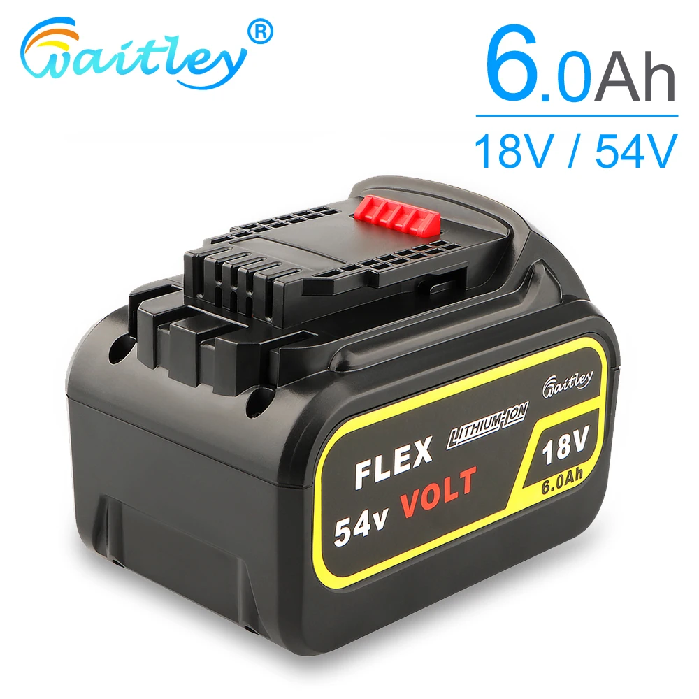Waitley 18V 54V 6.0Ah DCB606 сменный литий ионный аккумулятор для DeWalt MAX XR 20V/60Vpower tool 6000mAh