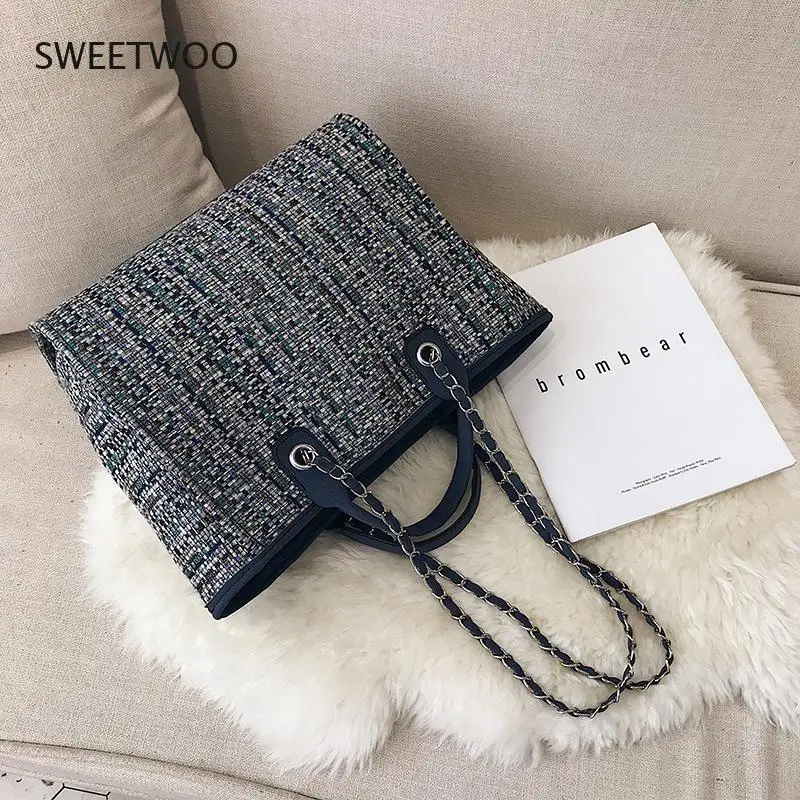 

Big Capacity Tote Handbags Design Fashion Wool Leisure Shopping Simple Female Travel Hand Bags Shoulder Women Shoulder Bag