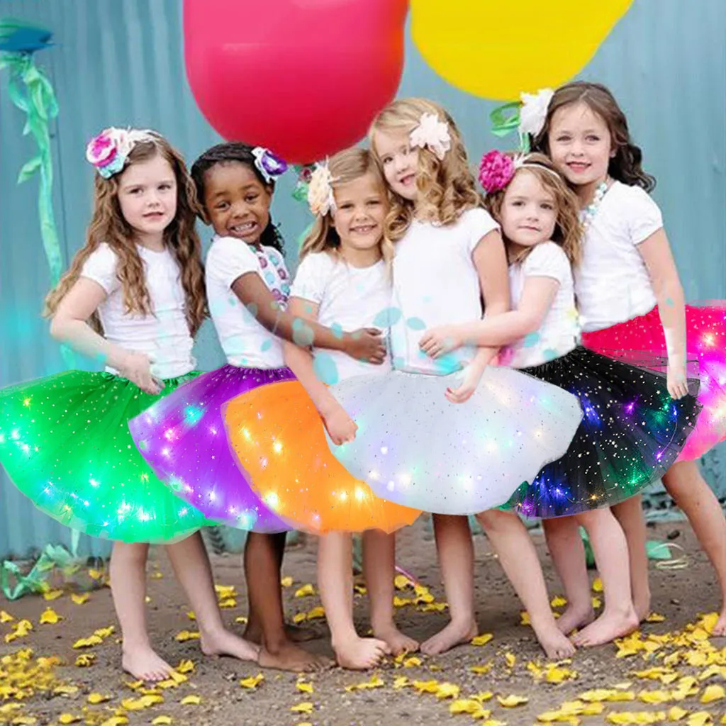 От 2 до 8 лет светодиодный светильник мало юбка пачка для девочек разноцветные