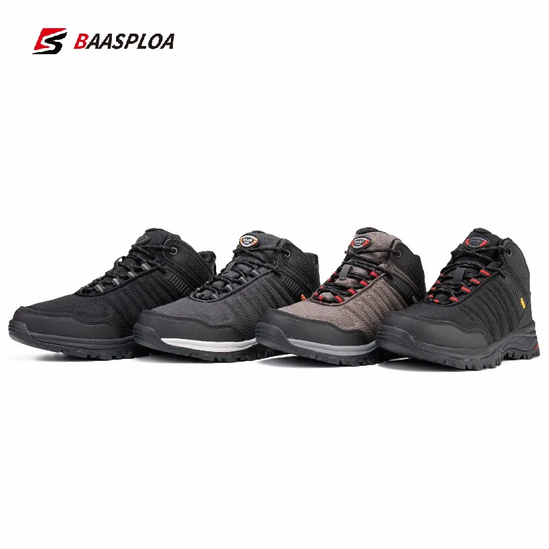 Baasploa 2022 New Men Walking Shoes Non-slip Wear-resistant Casual Shoes Outdoor Fashion Waterproof Wrinkle-free Sneakers Warm