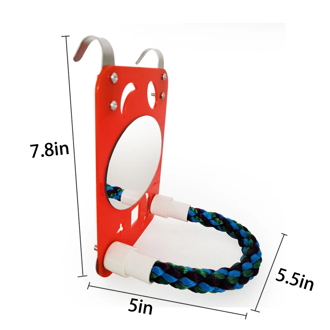 

Parrot Mirror Bird Perch Cotton Rope Parrot Perch Bird Cage Toy Parrot Chew Toy With Mirror