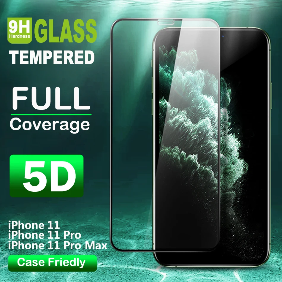 9H стеклянная пленка для iPhone 11 Pro Max защитная из твердого стекла полное покрытие