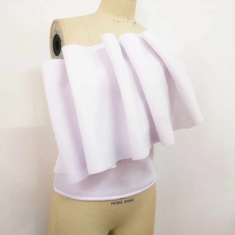 Женские укороченные топы с одним плечом лоскутные белые оборки открытая спина на