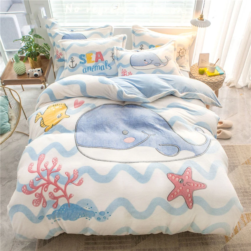 Новый Зимний Теплый мягкий утолщенный плюшевый Комплект постельного белья