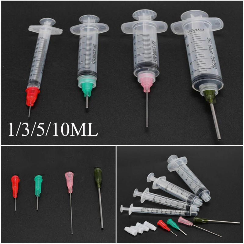 

4PCS 1/3/5/10 ml Syringe With Blunt Tip Needles And With 4PCS Different Size Caps For Industrial Dispensing Syringe