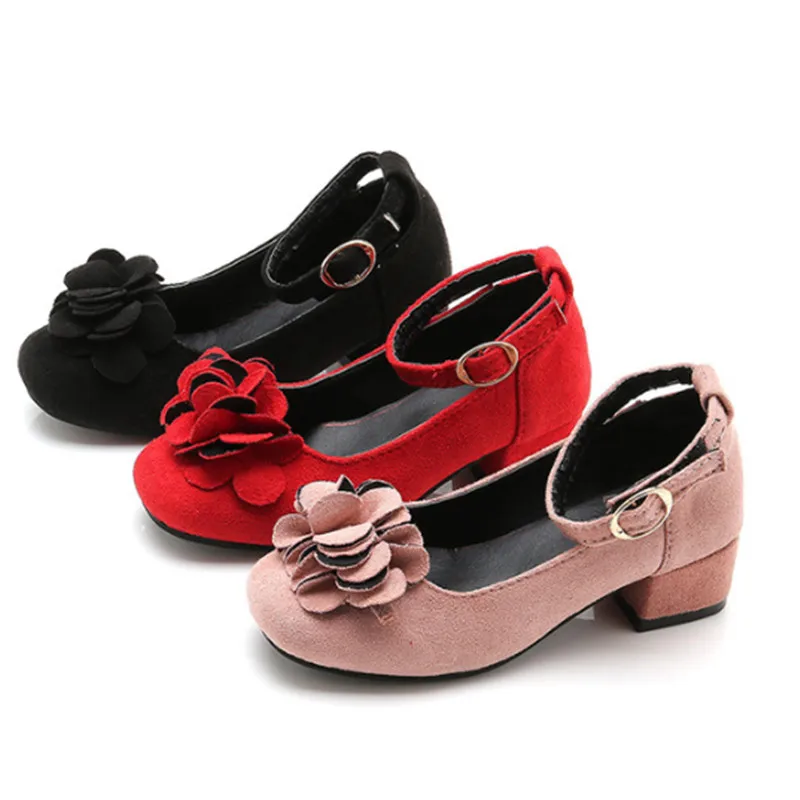 

Fashion Kids Girls Shoes High Heels Children Princess Shoes Girls Party Solid PU Leather Little Shoes Girls Size 27-37