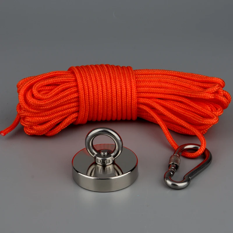 200 кг сильный Неодимовый Постоянный магнит N52 Круглый Мощный рыболовный с 15 м