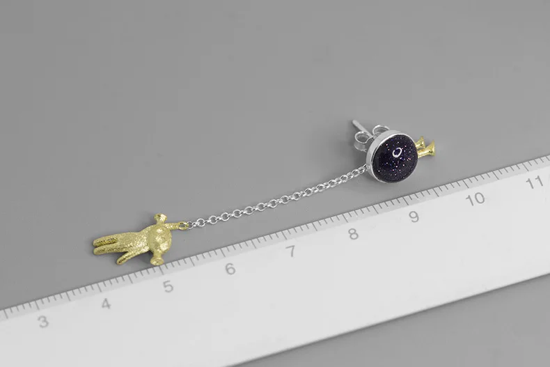 INATURE 925 пробы серебряные креативные ювелирные изделия Синий Песчаник интеллектуальные инопланетяне Висячие серьги для женщин Свадебная вечеринка
