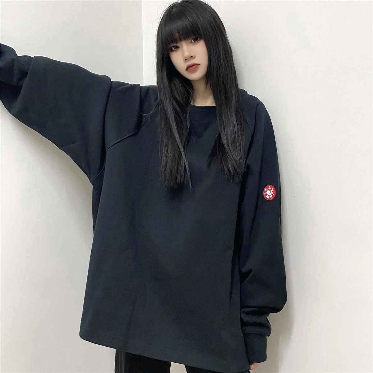 

Женская толстовка с капюшоном, Черная Толстовка Оверсайз в стиле хип-хоп, Y2k