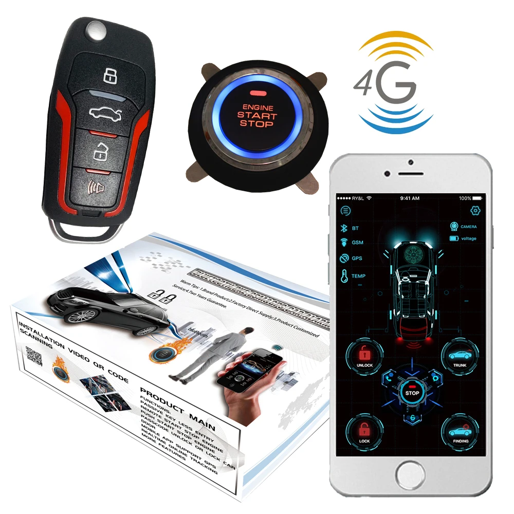 Пульт дистанционного управления cardot 4g gps gsm Pke для запуска автомобиля|system alarm|pke car