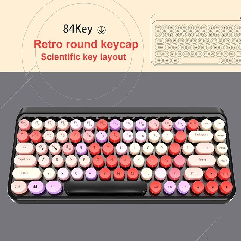 Беспроводная клавиатура Bluetooth мини круглые колпачки для ключей Игровая Macbook iPhone