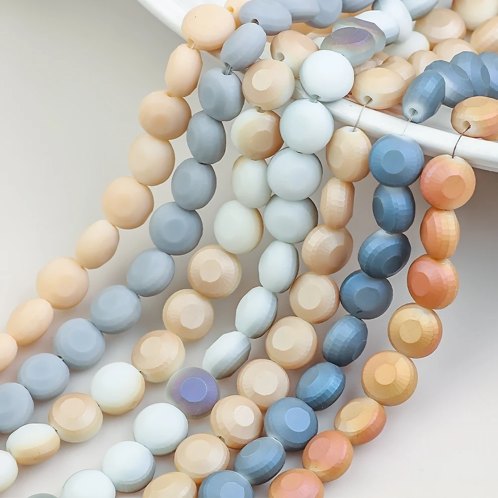 

70Pcs/Lot Glass Round Flat Beads Matte 10mm Crystal Bracelets Beads For DIY Jewelry Making Necklaces Handicrafts Supplies