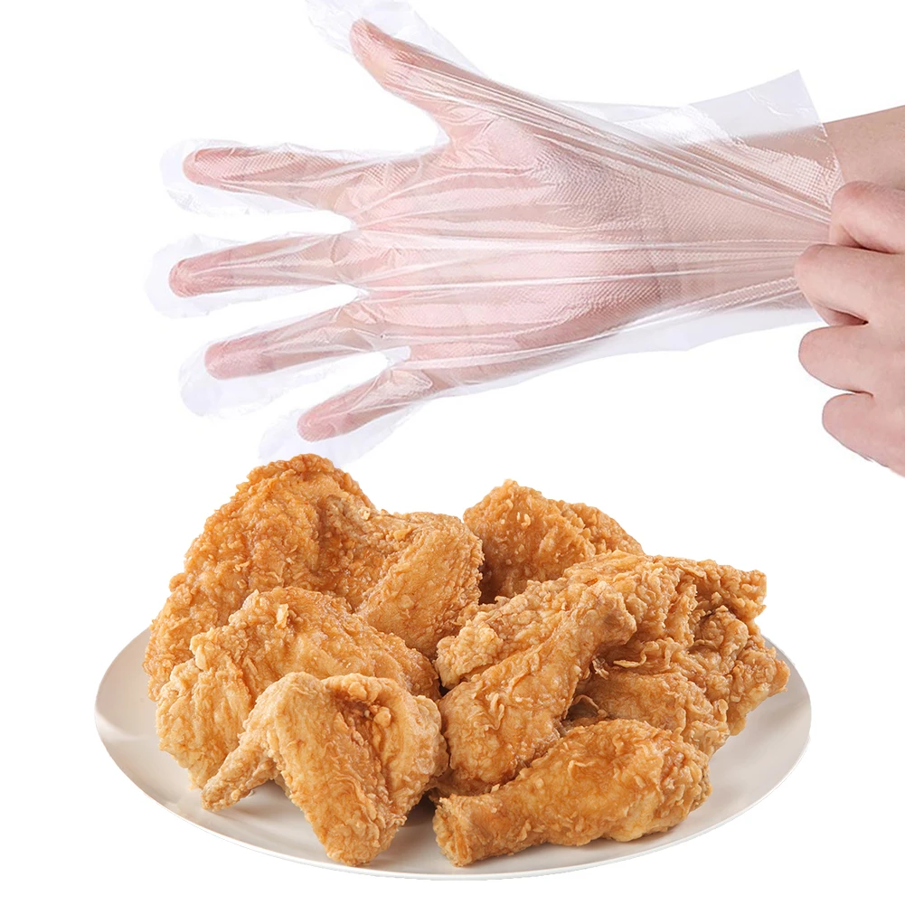 100 шт пластиковые одноразовые прозрачные перчатки для детской еды ресторана