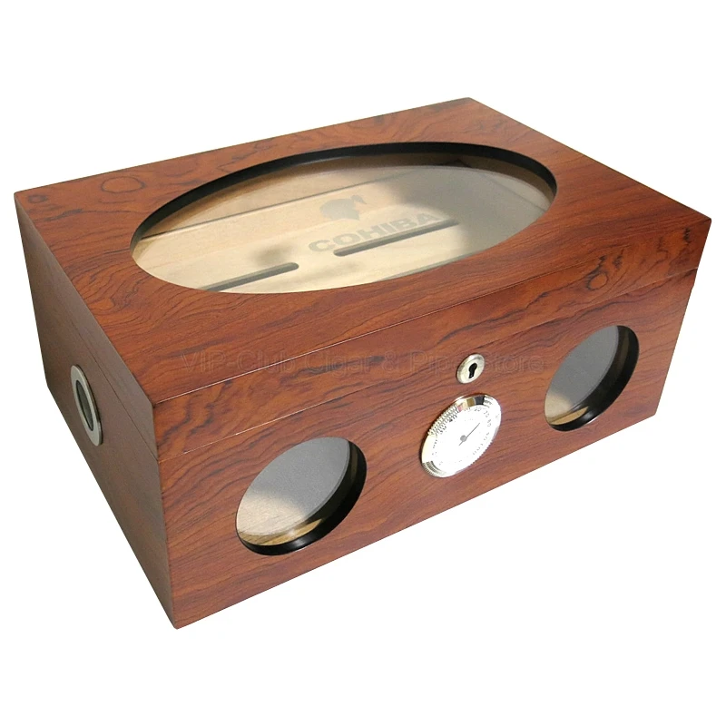 

Cohiba High-end Cedar Wood Glass Visible Cigar Humidor Pretty Storage Box with Lock Humidifier Hygrometer New Smoking Tool