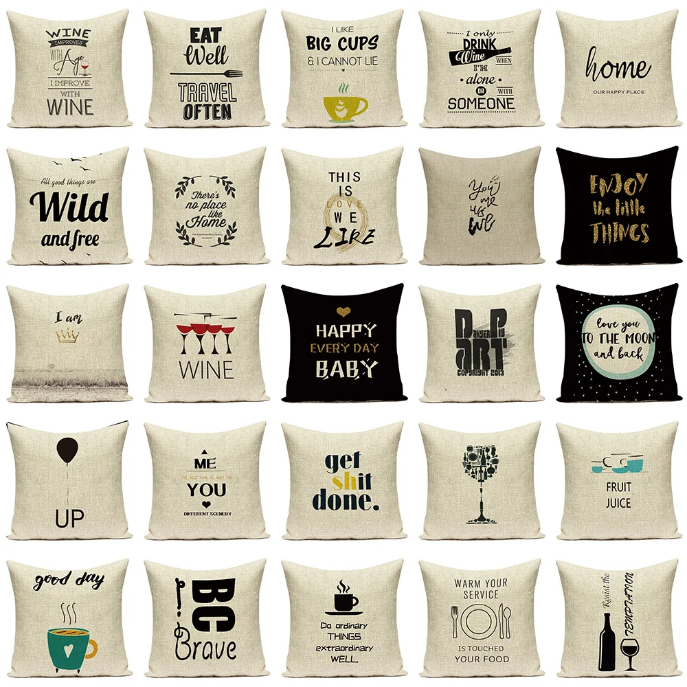 

Letter Style Pillow case Colorful Room Cushion Cover for Sofa Home Kids Room English Alphabet Cup Home Decoration Kissenbezug