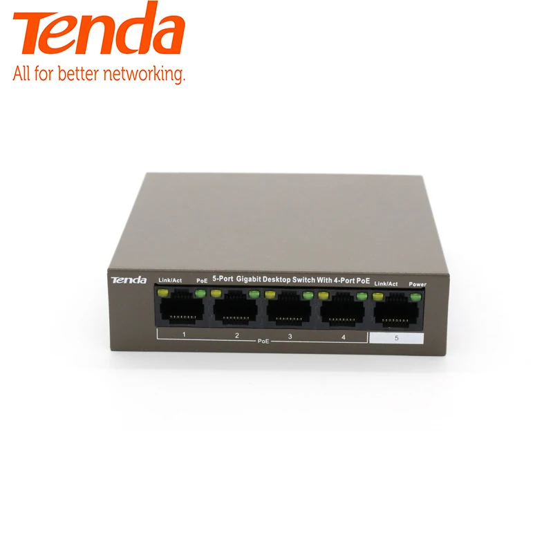 Tenda TEG1105P 4 63W гигабитный коммутатор POE сетевой Gigabit ethernet 5*10/100/1000 Мбит/с RJ45 Порты и