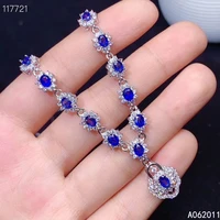 kjjeaxcmy fine jewelry natural sapphire 925 sterling silver classic girl new pendant necklace chain support test