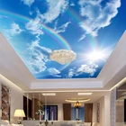 Пользовательские 3D обои фрески голубое небо белые облака Радуга фотообои гостиной спальни интерьер потолочные декоративные обои