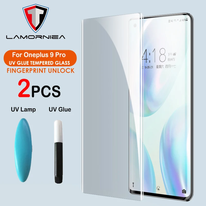 Закаленное стекло для защиты экрана Oneplus 9 Pro пленка с жидким клеем OnePlus 8 7 7T 1 + 2