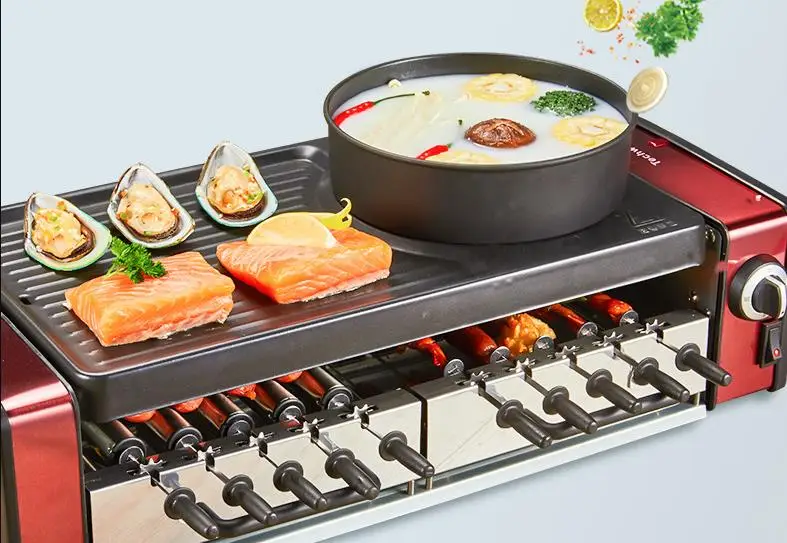 hot pot barbecue integrated pot household cooking korean separable frying and roasting machine multi functional electric shabu free global shipping