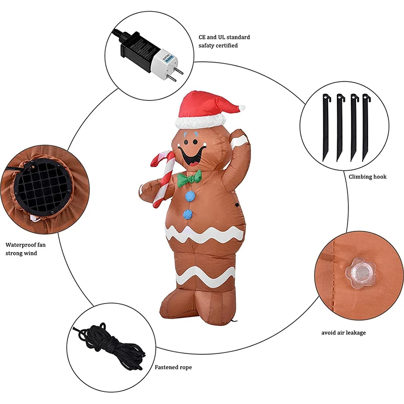

Inflatable Gingerbread Man Christmas Luminous Ornament Outdoor Yard Christmas Decoration For Home Christmas Decoration 2021