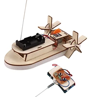 students diy paddle wheel rc boat ship assembling model remote control educational toys material kits kids educational toys