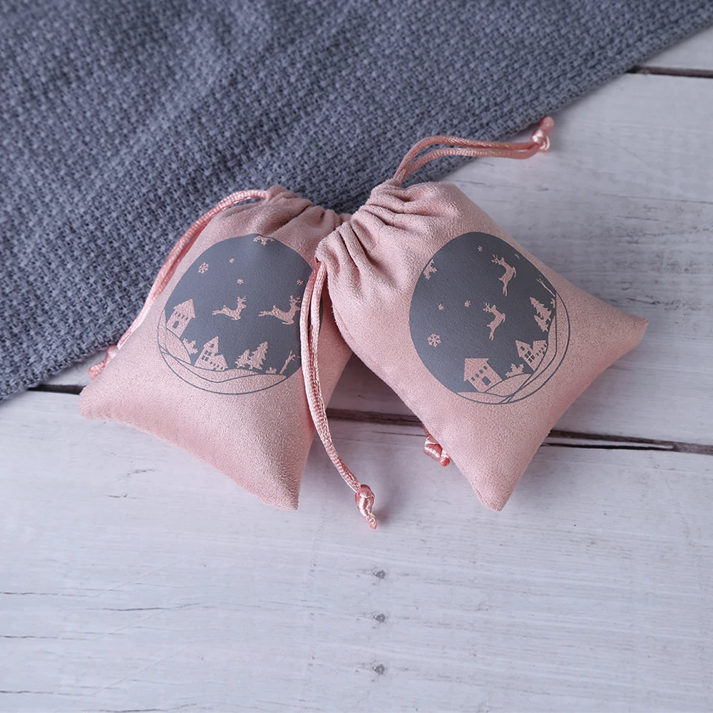 Бархатные мешочки на шнурке розовый фланель для ювелирных изделий шикарный