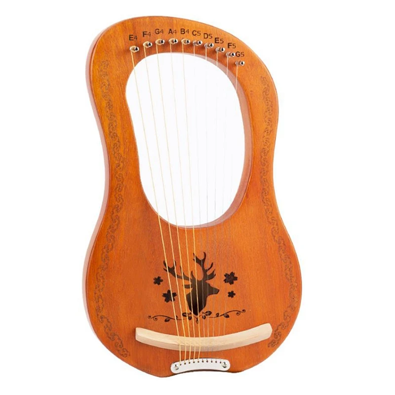

New Lyre Harp, 10 струн древесины Harp в твердом красном дереве Lyre Harp с кнопкой настройки, для начинающих Melomaniacs и т. д.