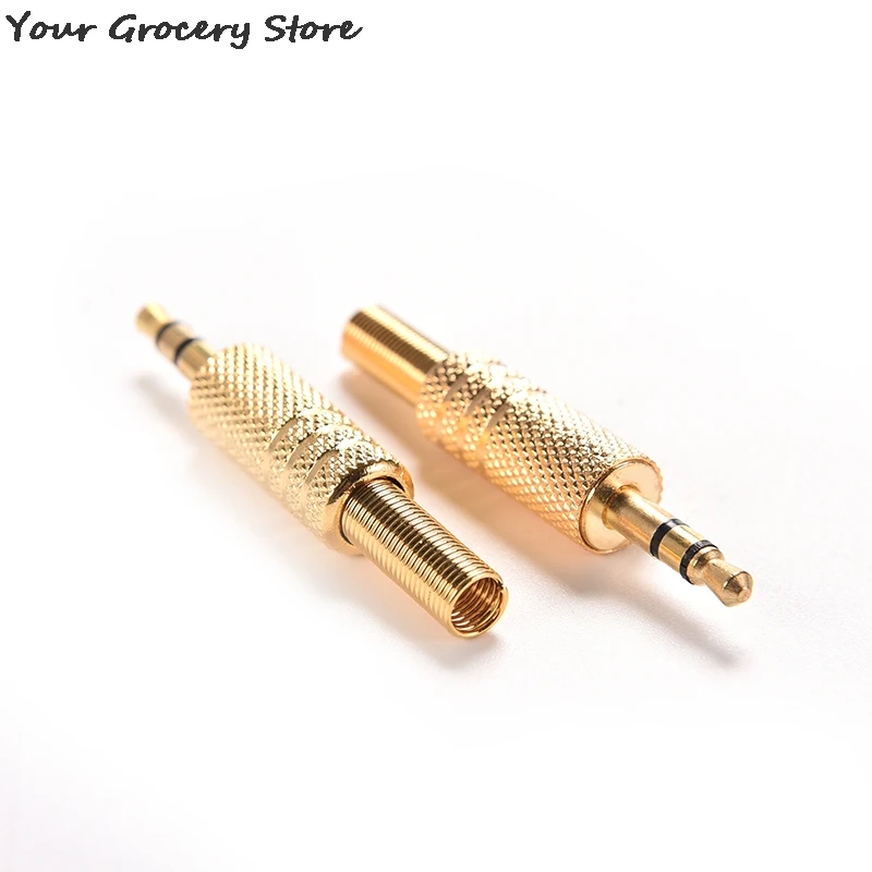 

5 Pcs Gold Plated Stereo Audio TRS Connector Adapter With 3.5mm 1/8" Male Jack Plug