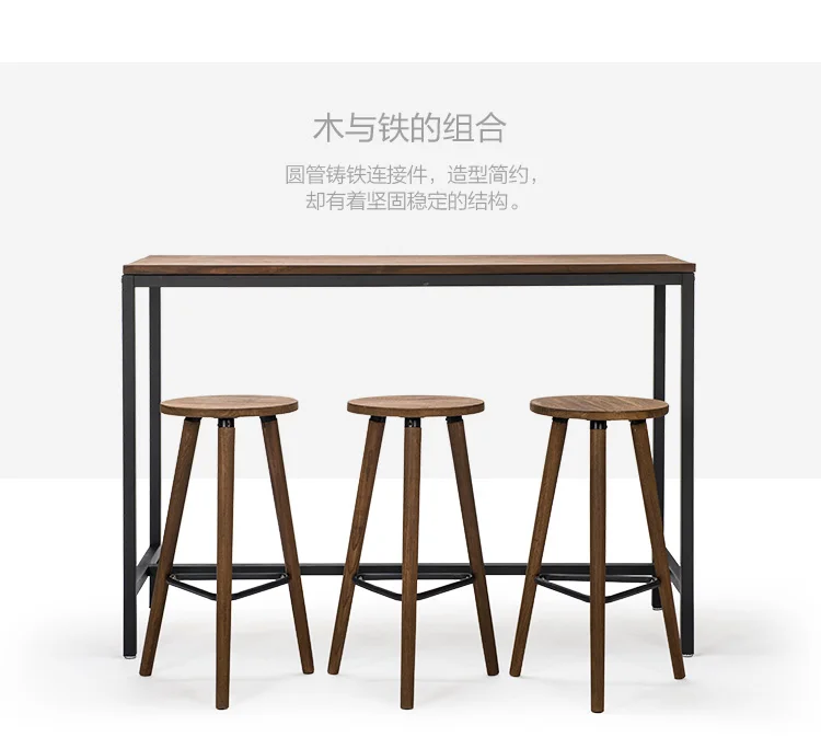 Industrial Vintage Antique Bar Stool Height 66.5cm Round Seat Wooden Loft Style Furniture Counter Bar Stool 3 Leg Solid Wood