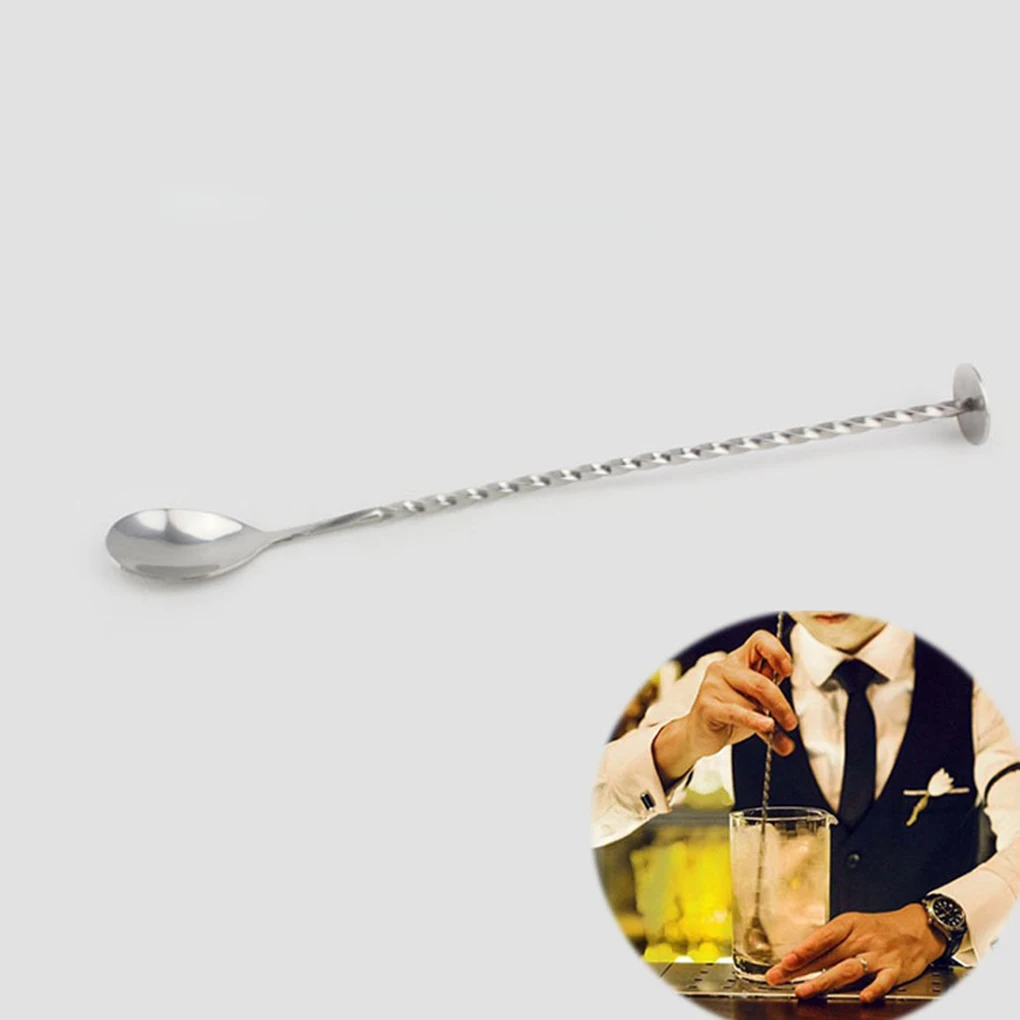 

High Quality Stainless Steel Cocktail Bar Spiral Pattern Drink Shaker Muddler Stirrer Twisted Mixing Spoon Kitchen tableware