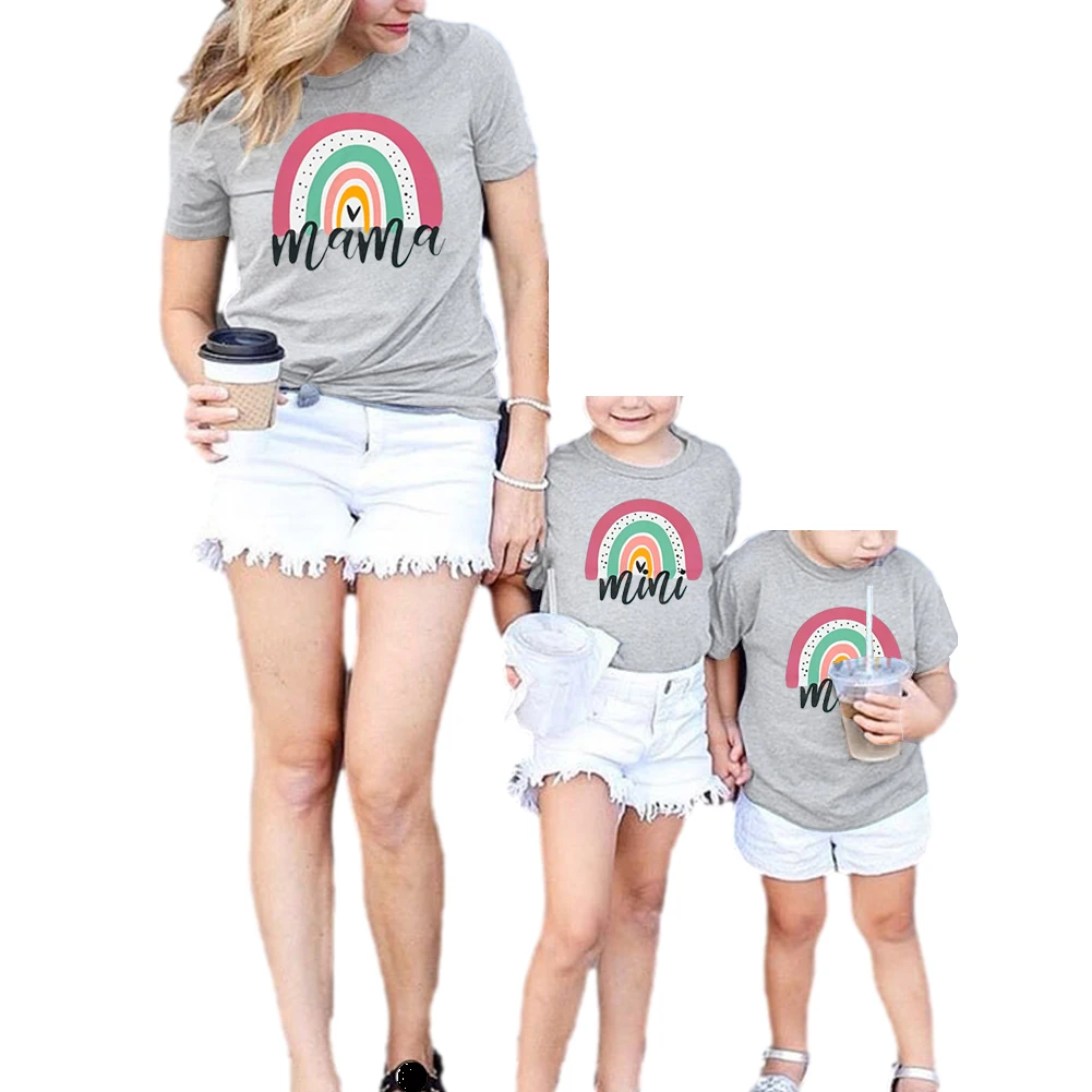 

Mom And Baby Child Family Matching T-Shirt Short Sleeve Kids T-Shirt Baby Tights Jumpsuit Family Fun Clothes 2021 Hot Sale Match