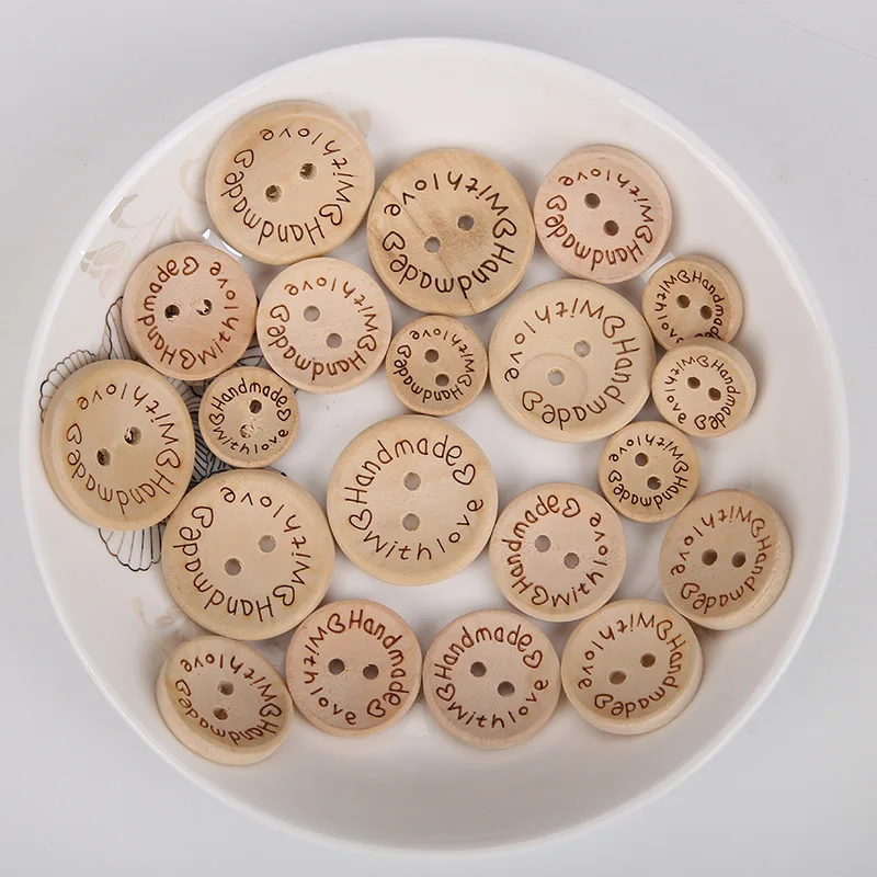 

35-120cs Wooden Buttons Clothing Decoration Wedding Decor Handmade Letter Love DIY Crafts Scrapbooking for Sewing Accessories