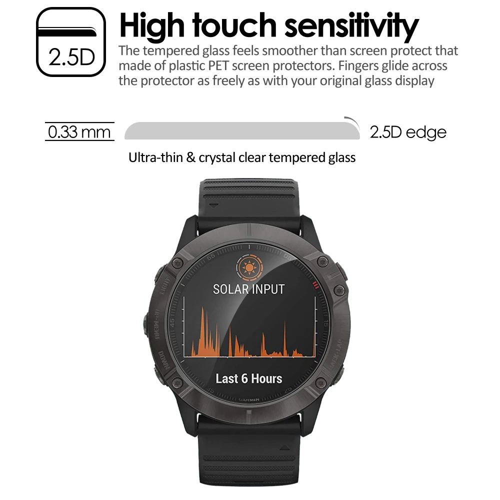 Закаленное стекло для Garmin Fenix 6 Pro 6s 6x прозрачная ультратонкая пленка защиты