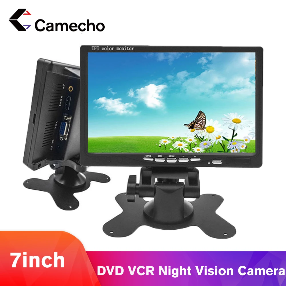 7 дюймовый ЖК дисплей Camecho HD с цветным дисплеем автомобильный монитор заднего