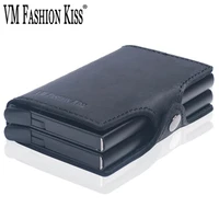 vm fashion kiss free lettering custom name rfid wallet security information double box aluminum credit card holder metal purse