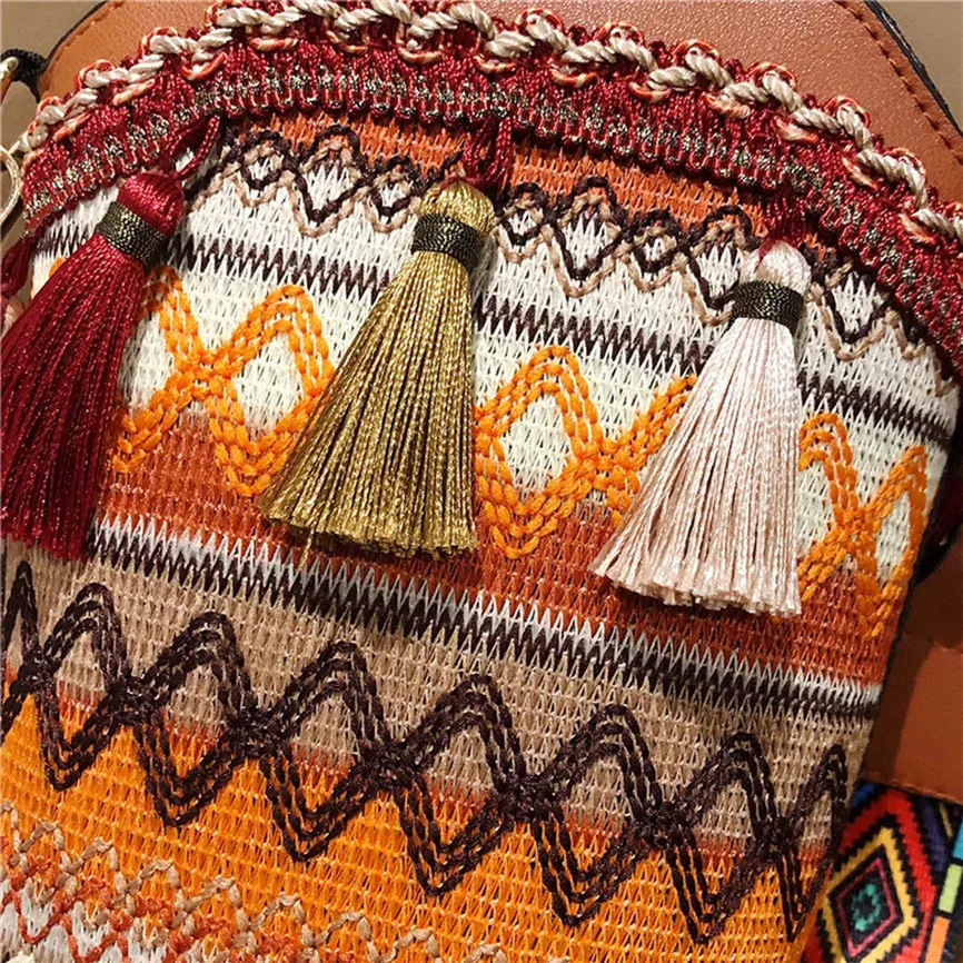 Женские сумки через плечо в стиле ретро модные шерстяные тканые с кисточками