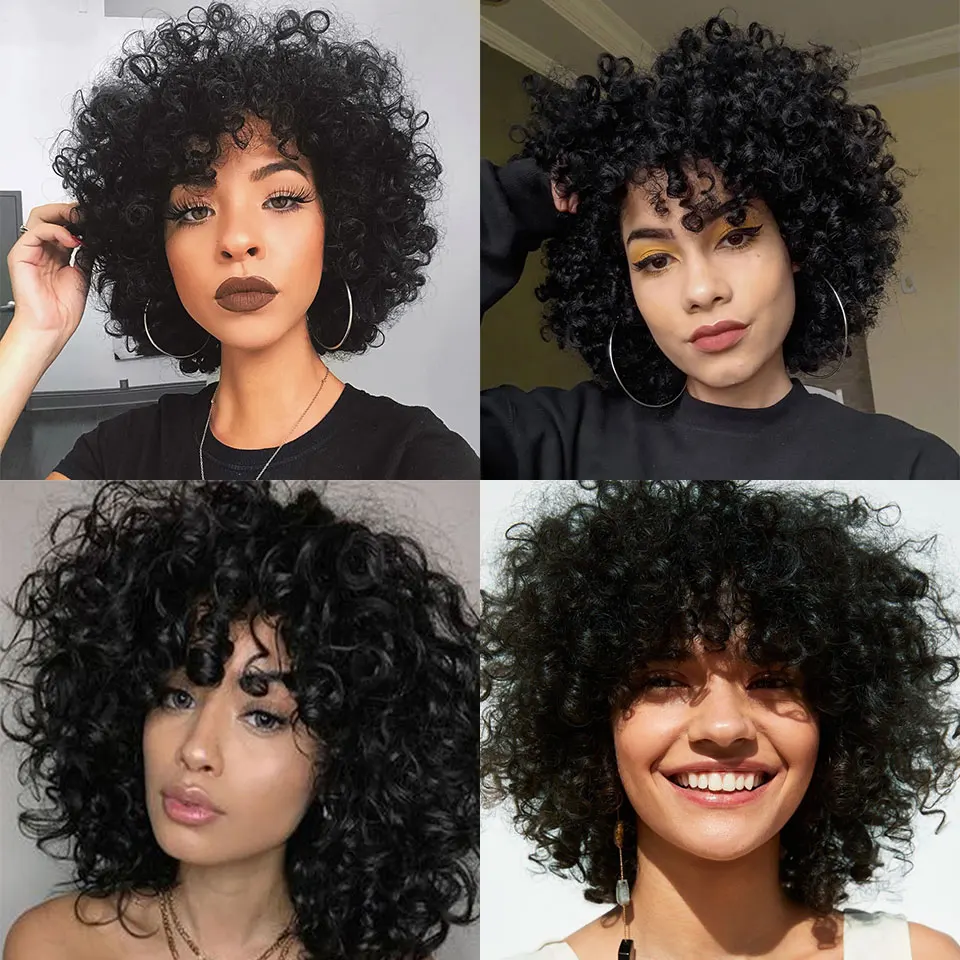 

synthetic afro kinky curly wig for women female hairstyle natural wigs black natural hair High temperature classic retro MUMUPI