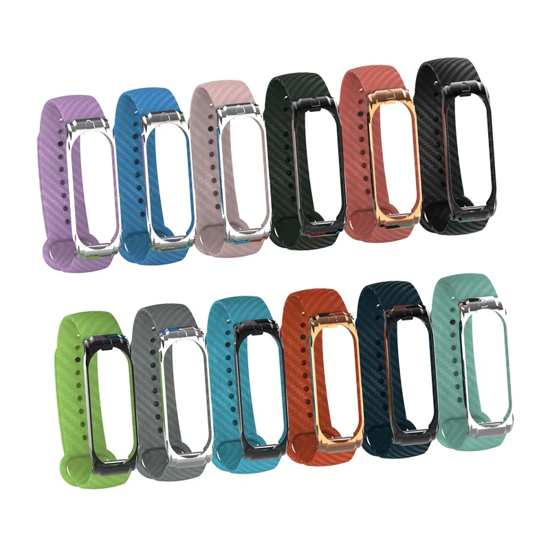 OLLIVAN mi Band 4 ремешок из кремния и углеродного волокна для Xiaomi mi Band 4 ремешок с металлической рамкой чехол-браслет mi band 4 Correa черный розовый