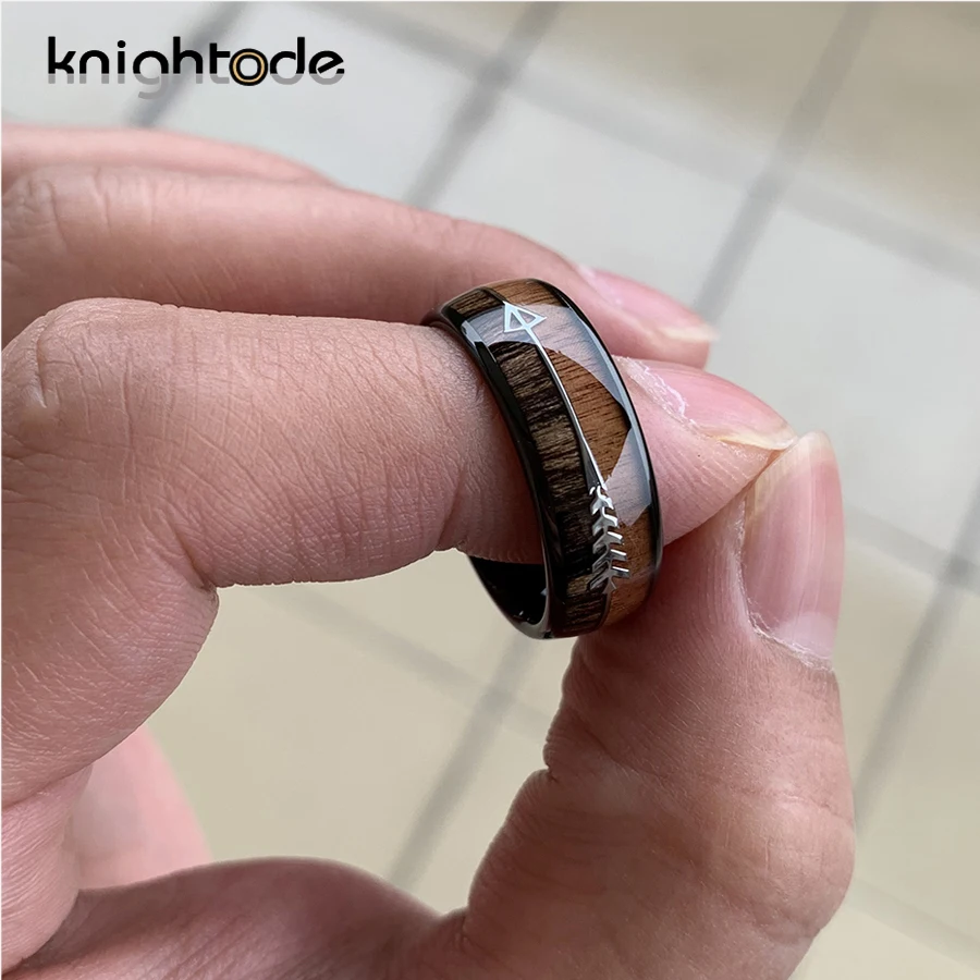 Koa вольфрамовое обручальное кольцо с инкрустацией из древесных стрел охотничьи