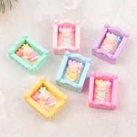 10pcs 3d crib resin simulation baby bed miniature figurines charms scrapbooking diy decoration craft doll house toy accessories