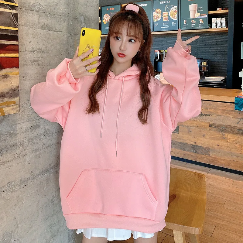 

2021 new Style ins Hooded women's autumn winter loose Large Plush long sleeve coat