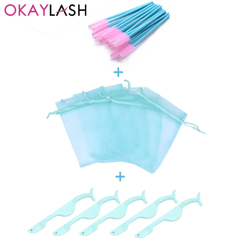 OKAYLASH 3 в 1 розовые фиолетовые синие Черные пинцеты для ресниц и кисти пакет