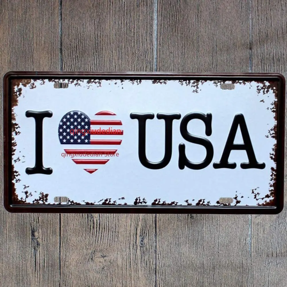Free Pintree оригинальный ретро дизайн I Love USA оловянные металлические знаки настенное искусство | Толстая жесть печать плакат настенное украшение для гаража Free Pintree оригинальный ретро дизайн I Love USA оловянные металлические знаки настенное искусство | Толстая жесть печать плакат настенное украшение для гаража
