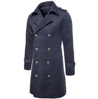 autumn and winter new style european and american double breasted mens coat mid length slim fit mens coat