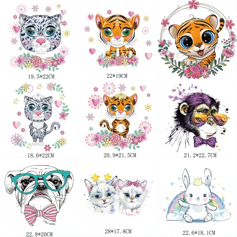 

Cartoon Cute Animals Iron On Patches For DIY Heat Transfer Clothes T-Shirt Thermal Stickers Decoration Printing