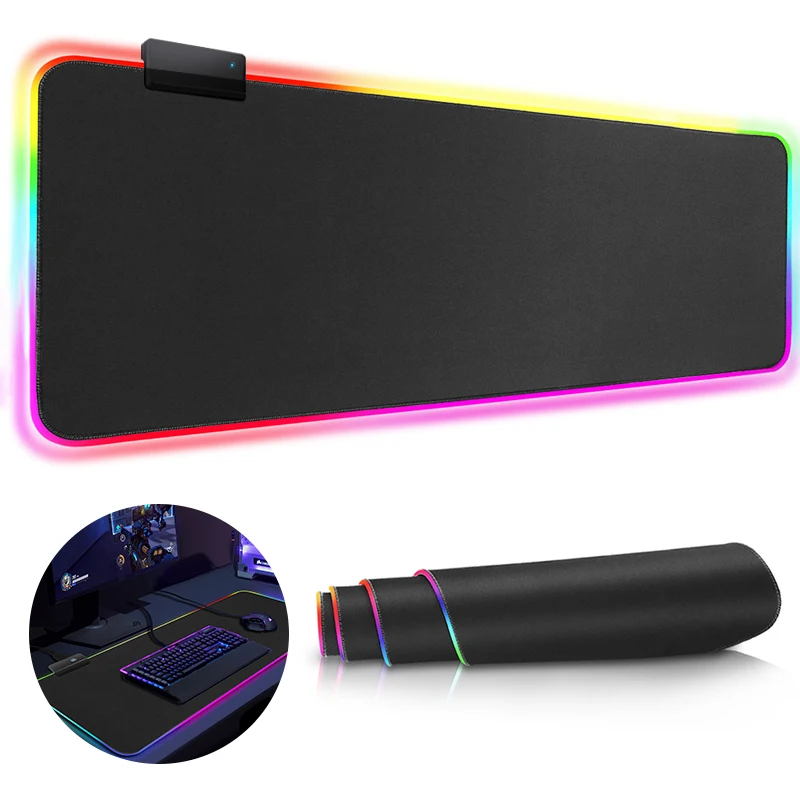 Большой коврик для мыши игровой геймерский RGB XXL компьютерный с подсветкой