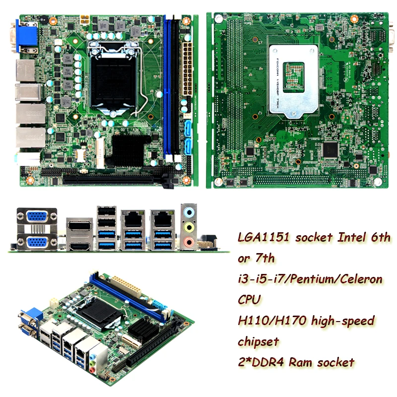 Материнская плата LGA1151 MINI ITX с двойной оперативной памятью DDR4 разъемом 10 com